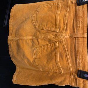 Women's mustard yellow quartaroid high rise button up skirt